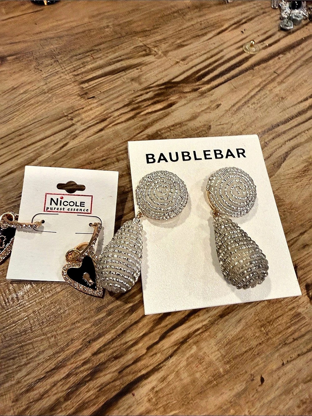 BaubleBar Rhinestone Drop Earrings in Silver & Gold NWT